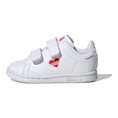 Детские кроссовки Stan Smith на День святого Валентина, белые облачно-белые, ярко-красные FZ2835