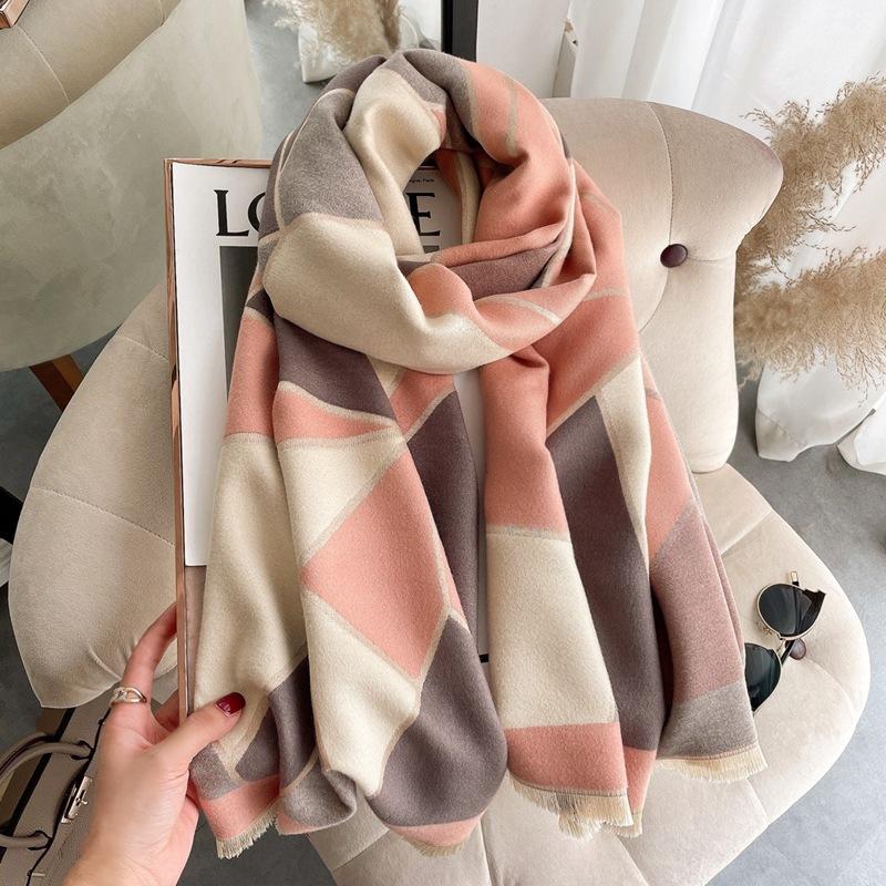 Summer Air-conditioned Room New Irregular Splicing Double-sided Autumn and Winter Warm Imitation Cashmere Outer Shawl Scarf Scarf Women