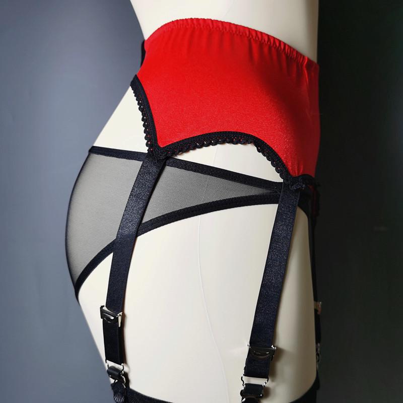 Нижнее белье с высокой талией, нескользящее, с подвязками из кружева и 6 регулируемыми пряжками