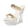 Fashion Women's Sandals High Heel Flower Patent Leather Metal Buckle Sexy Slippers 10365 Series 14cm Heel 4cm Platform