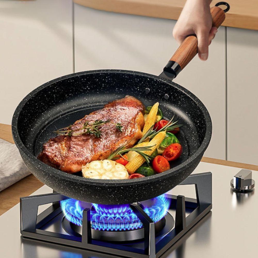 Non Stick Stir Fry Pan Flat Bottomed Saucepan Multipurpose Frying Pan Steak