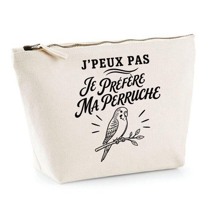 Trousse de toilette - PLANETEE - Collection « J'peux pas minimaliste » - Beige - 100% coton - 3 L, zip métal