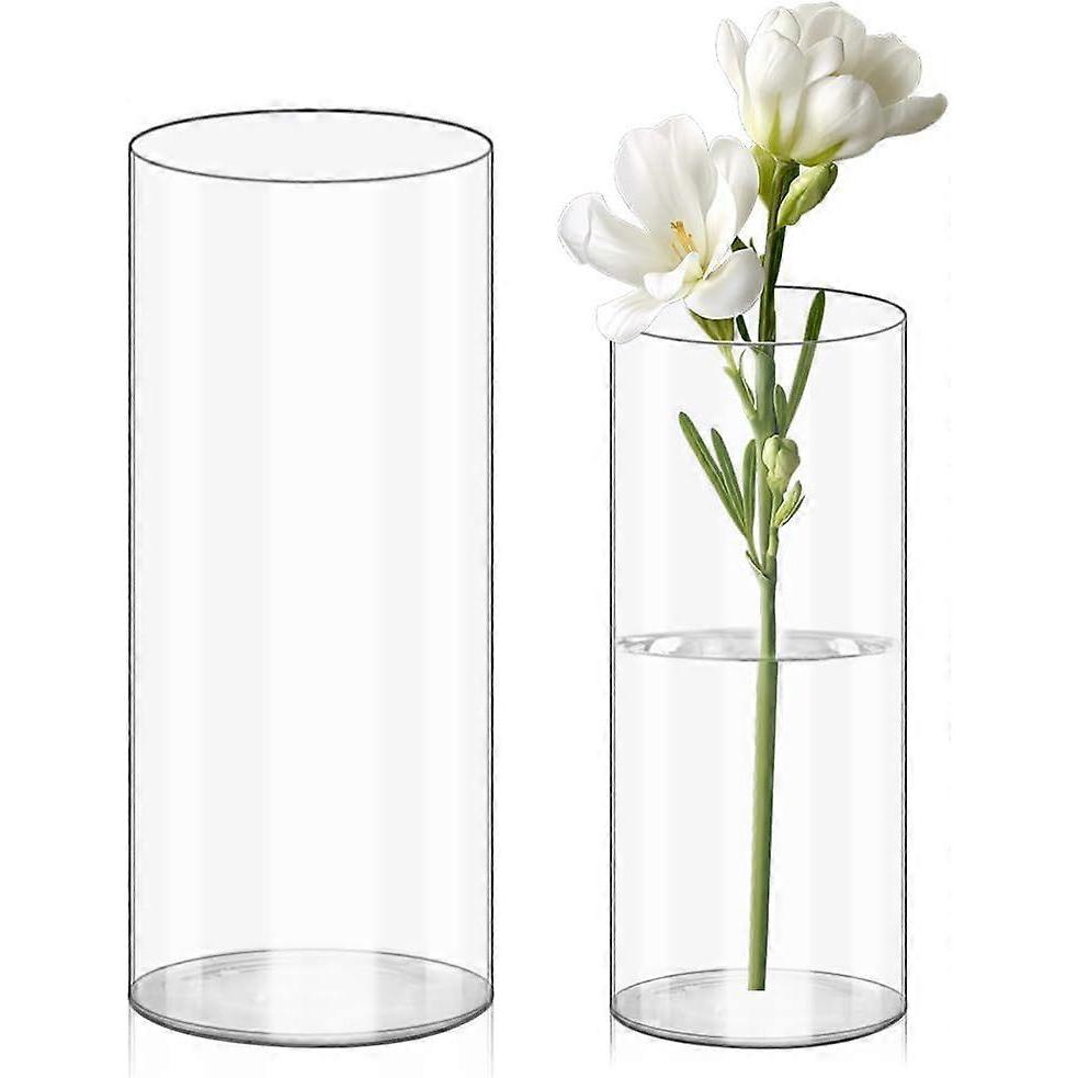 Clear Acrylic Flower Vases, 20x10 and 25x12cm. Cylindrical vase made of unbreakable plastic for floral arrangements, wedding centerpieces, and DIY pro