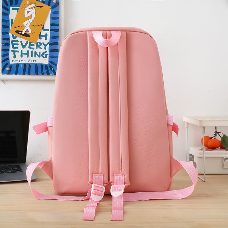 Рюкзак большой емкости, школьный однотонный рюкзак из четырех предметов для женщин