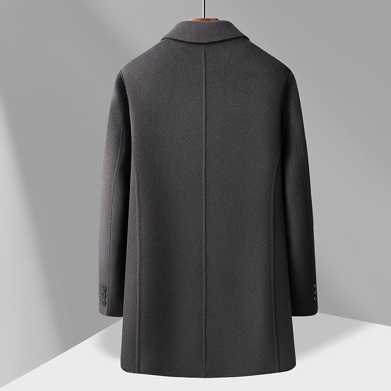 Мужское шерстяное пальто осень-зима средней и длинной длины с воротником-стойкой и подкладкой из белого утиного пуха, молодежное деловое двухстороннее шерстяное пальто