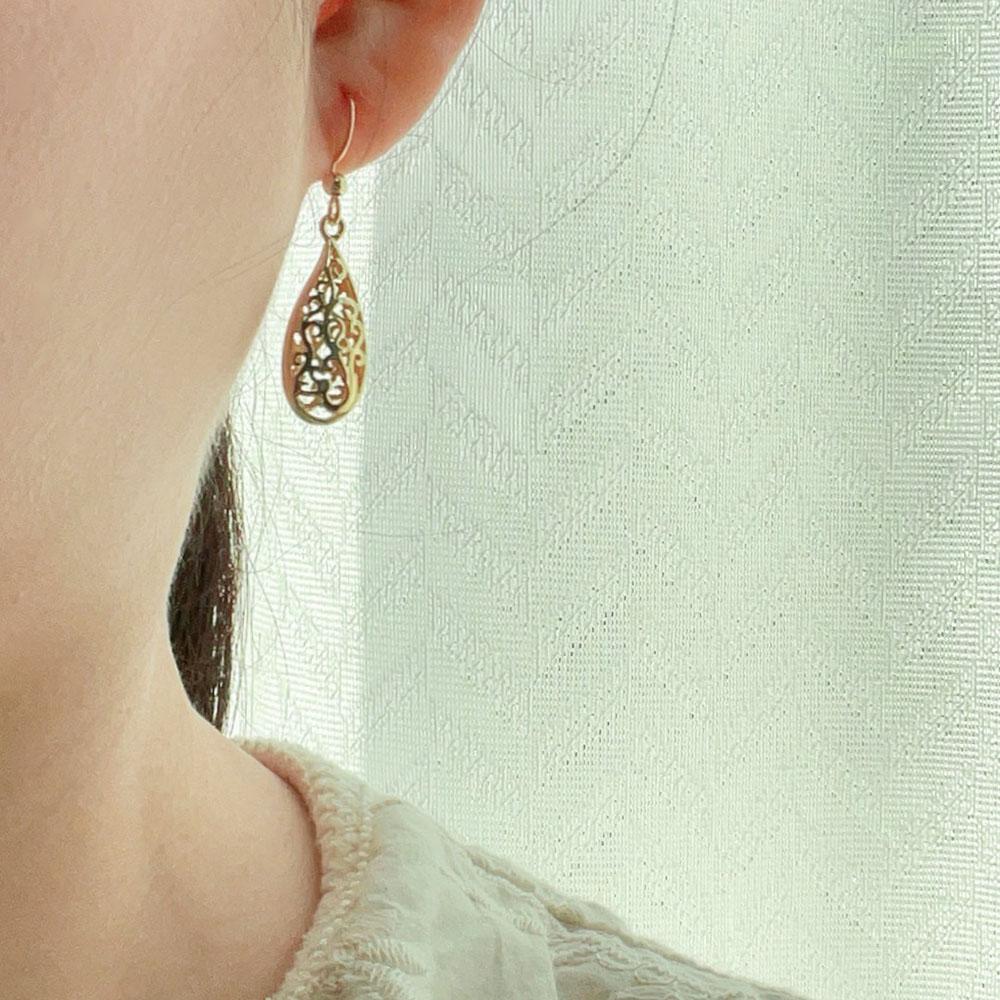Grace Hollow Out Filligree Vine Tree of Life Teardrop Hook Drop Dangle Earrings For Women Girls Brass Gold Color Jewelry Aros
