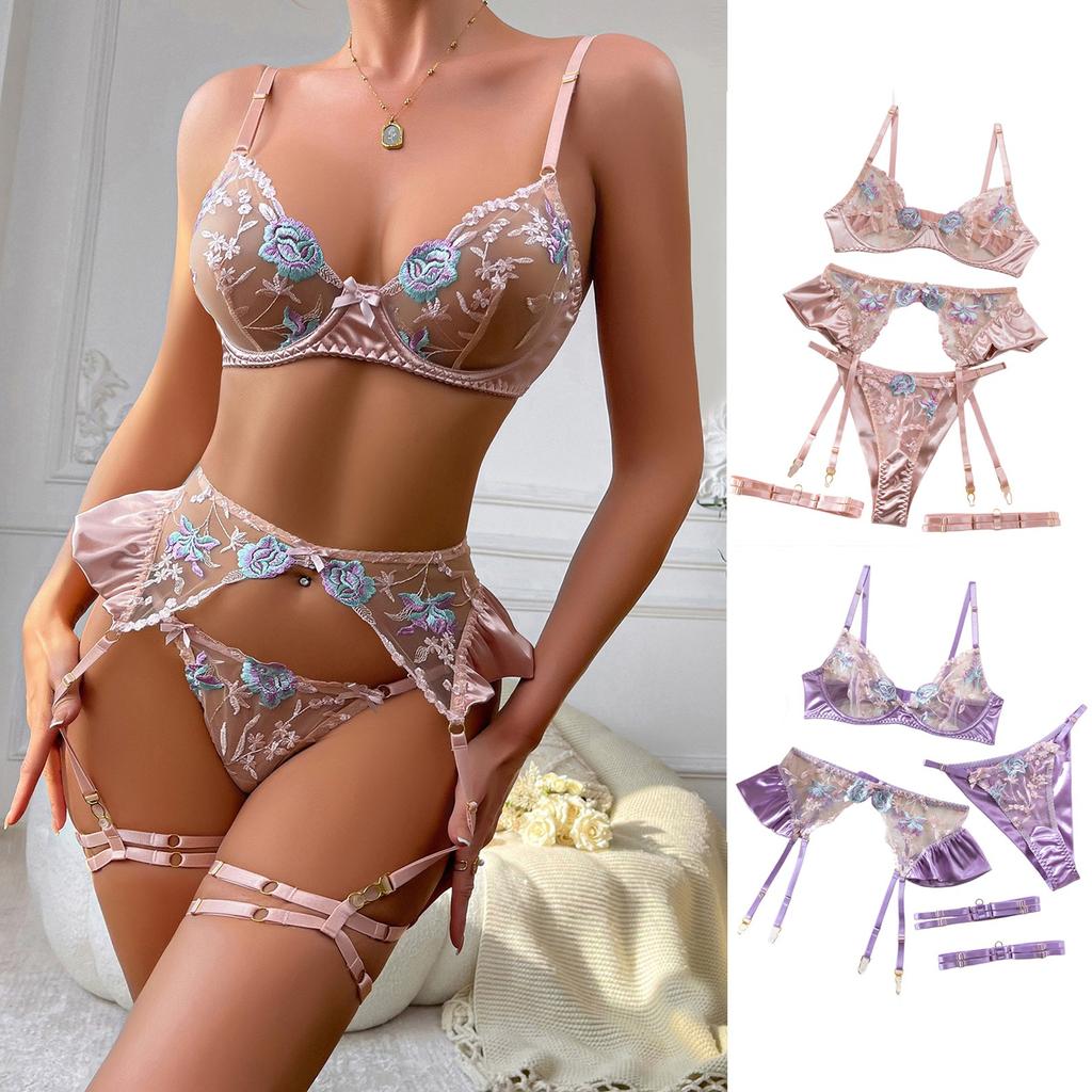 Сексуальное нижнее белье Gathers Sexy Deep V Bow Боковой разрез Slim Fiting Suspender Nightgown