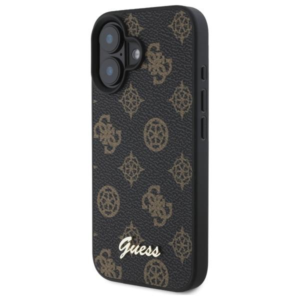 Etui do iPhone 16 Guess Peony Script MagSafe czarne