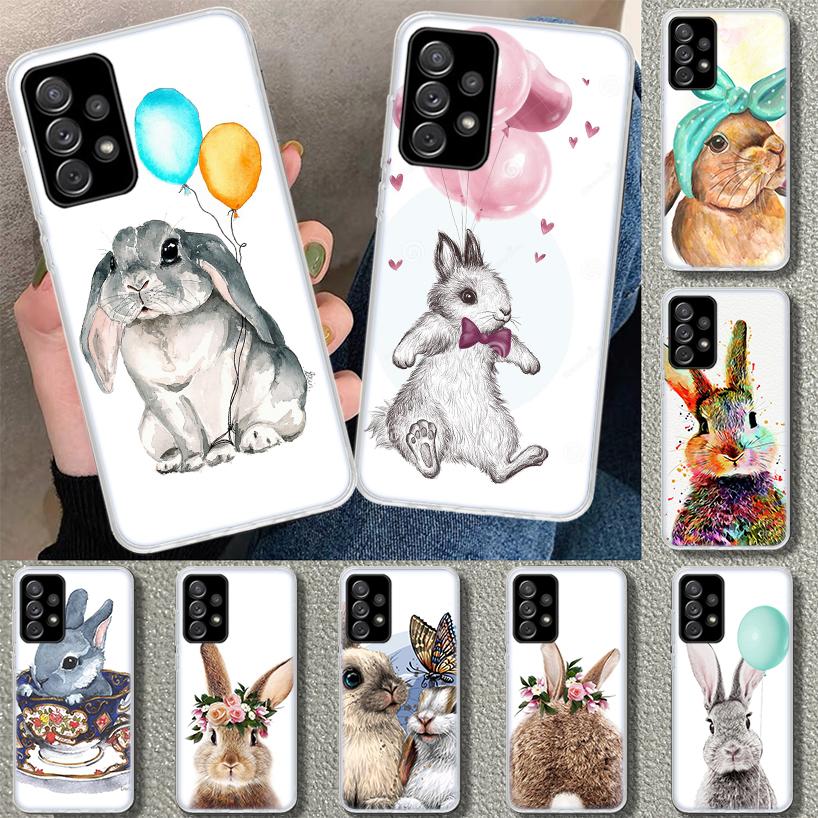 Милый чехол-накладка с кроликом для Samsung Galaxy A12 A22 A32 A52 A72 A02S A51 A50S A31 A20S A10S Note 20 Ultra 10 Plus Gala
