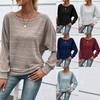 Women's Sweater Fall/Winter Casual Sweatshirt Women's Solid Color Top Long-Sleeve Crew Neck Patchwork Pullover T-Shirt