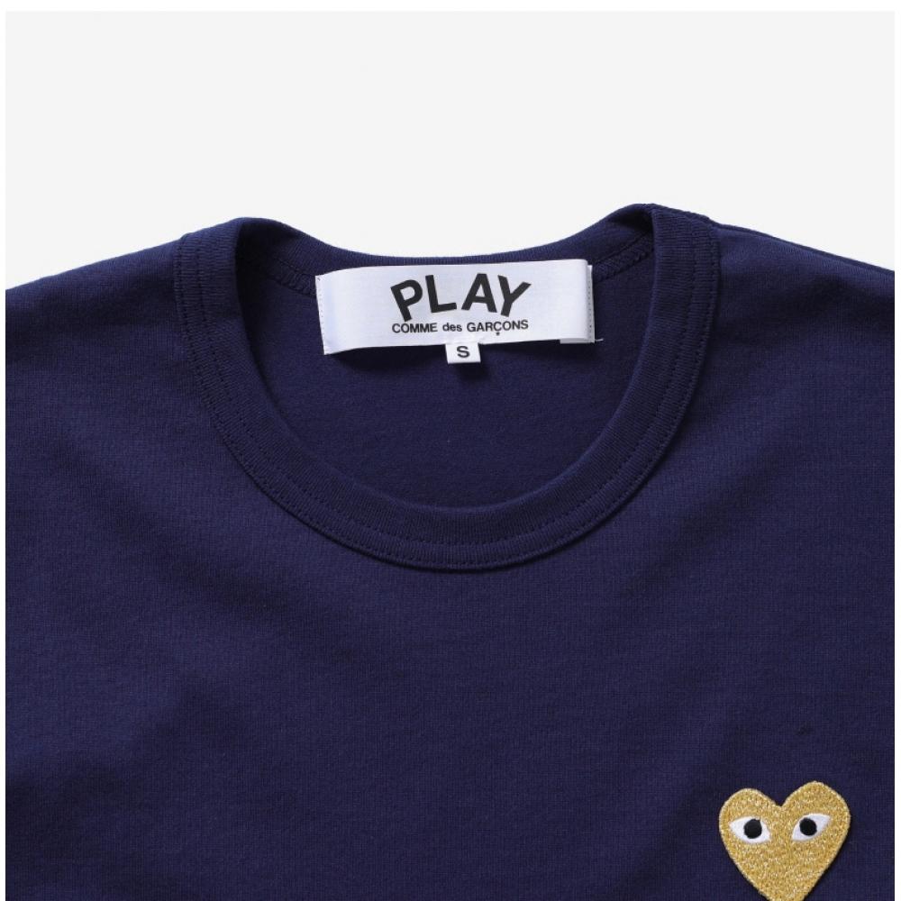 Comme Des Garcons Play Золотое Сердце Нашивка Унисекс Футболка Ax T216 051