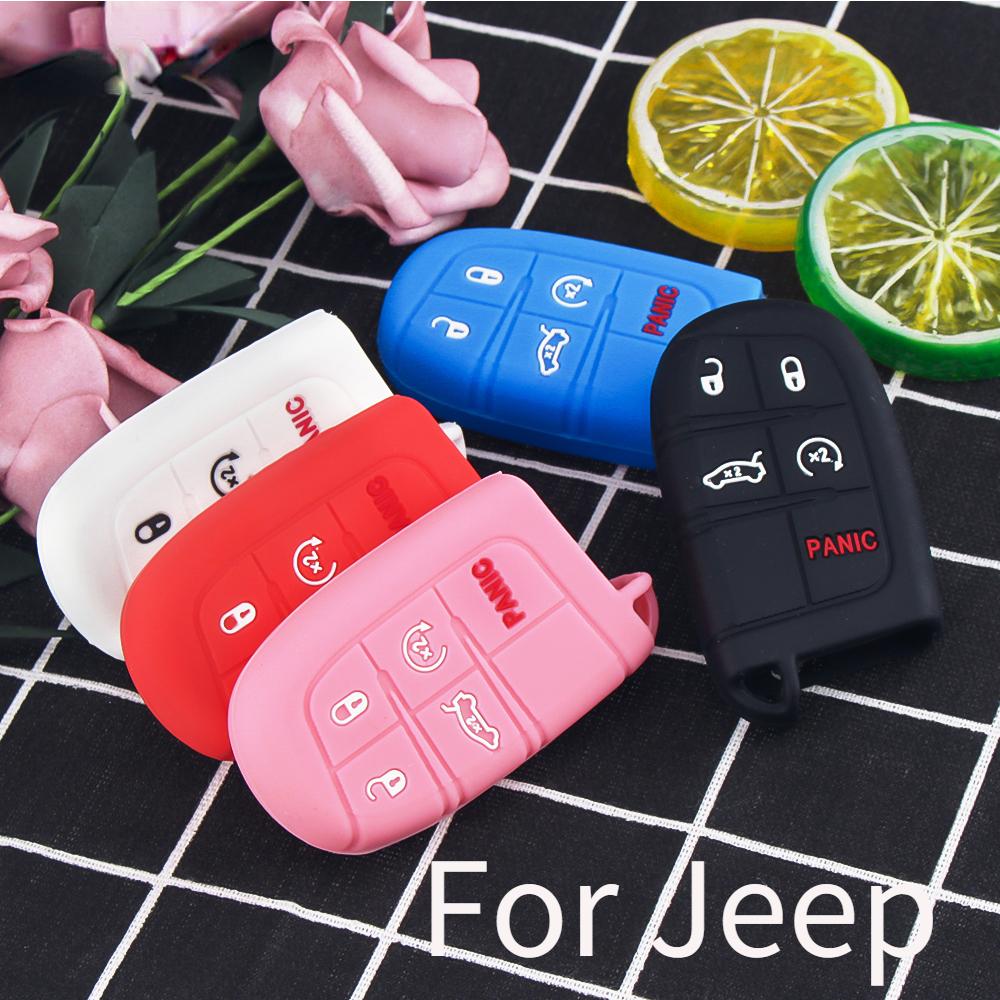Силиконовый чехол для автомобильного ключа для Jeep Grand Cherokee Dodge JCUV Dart Journey Chrysler 300C Fiat 5-кнопочный пульт