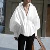 Women Casual Lapel Neck Long Sleeve Loose Pleating Irregular Blouse