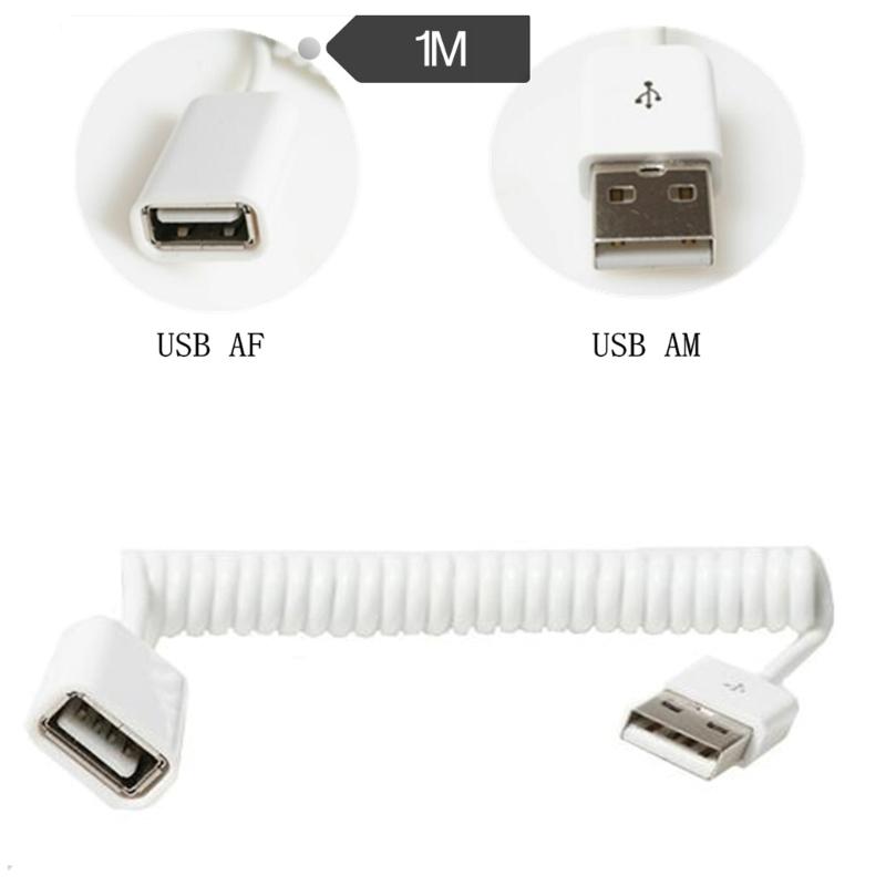 Кабель-удлинитель USB2.0 папа-мама пружинный спиральный телескопический для различных USB-устройств
