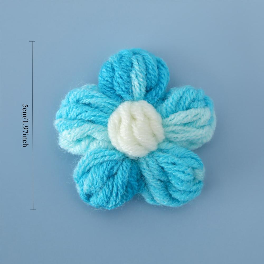 100Pcs Crochet Flowers Puff Flower Gradient Color Knitted Handmade Crochet Flowers for Crafts Embellishment DIY Hair Headband Hat Clothing Accessories