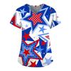 Women's Short Sleeve V-Neck Independence Day Printed Pocket Carer Top