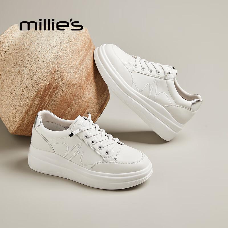 Женские кожаные кроссовки на платформе Millies