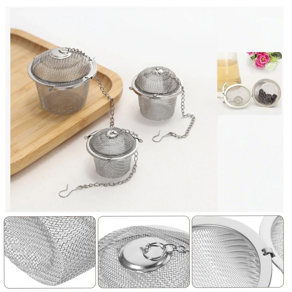 1-3pcs Tea Spice Strainer Seasoning Ball Mesh Herbal Ball Stainlesss Steel Teakettle Locking Tea Filter Reusable Diameter 4.5cm