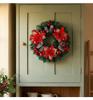Holiday Poinsettia Pine Cone & Red Berry Wreath for Home and Porch Decor