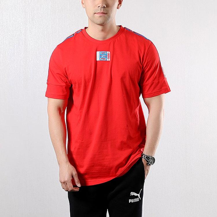 Puma Casual Sports Logo Crew Neck Short Sleeve T-Shirt Men Tops Red 579516-04