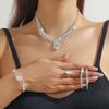 Zircon Necklace Earring Set Elegant Rhinestone Necklace Bridal Jewelry Set  Dress Accessories
