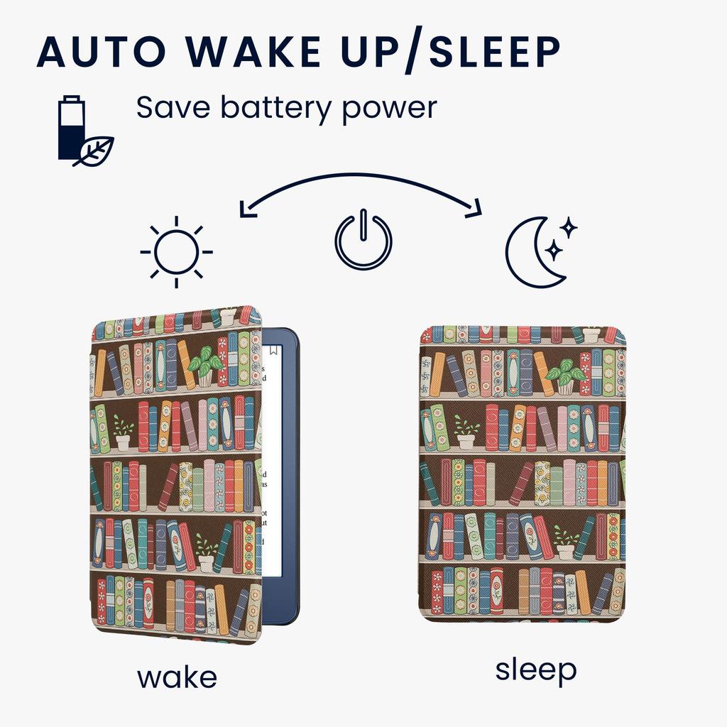 Kwmobile Case for Amazon Kindle with Auto Sleep and PU Pink (2022/2024) - E-Reader Sleep, Leather, Blue/Green/Dark