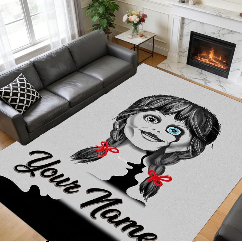Crystal Velvet Rug Custom Name Text, Soft Non Slip Floor Mat Home DecorThe Conjuring Annabelle