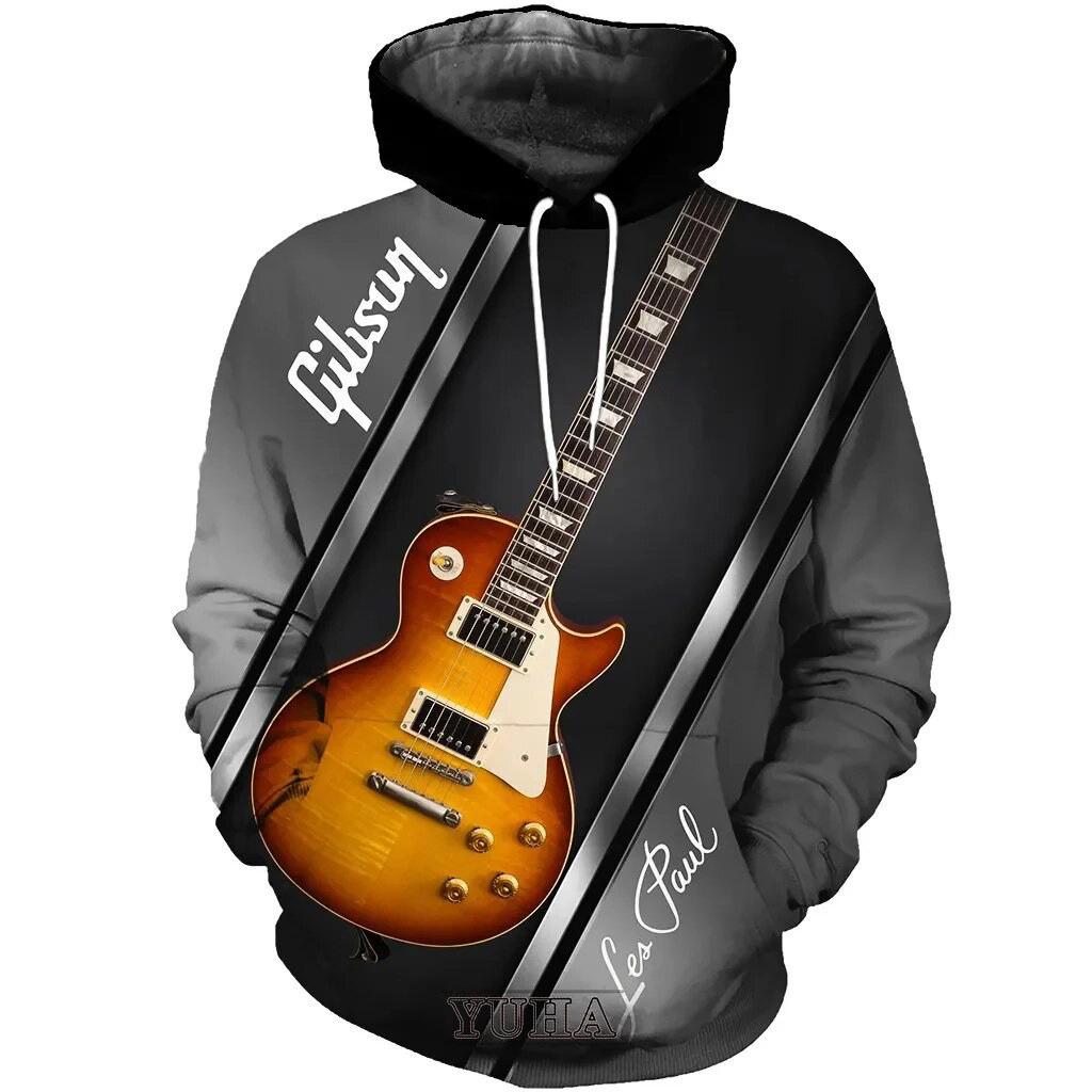 Spring and Autumn New 3D Printing Personality Music Music Notes Men's Hooded Sweatshirt