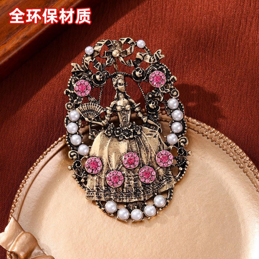 Vintage court style lady brooch elegant high sense niche medieval party princess wreath brooch pin jewelry