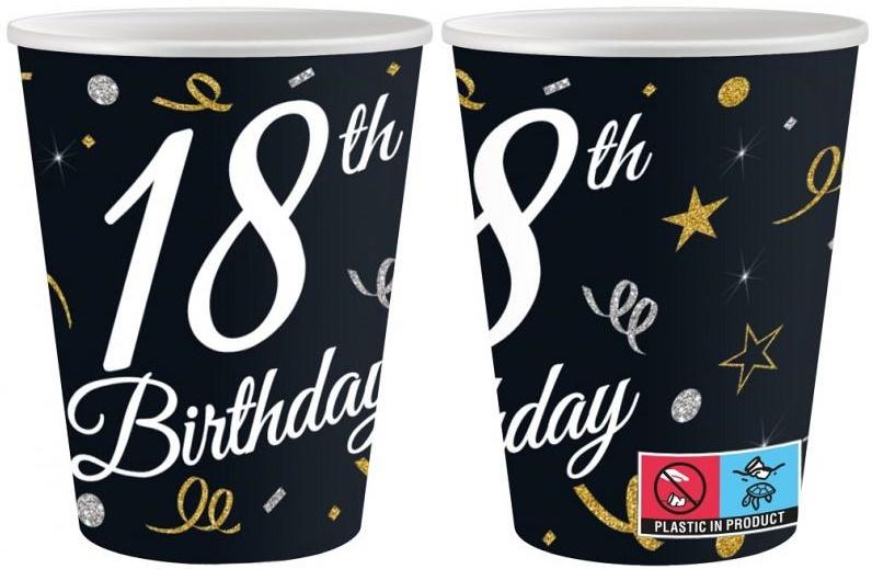 Paper Cups 18th Birthday 250ml 6 pcs