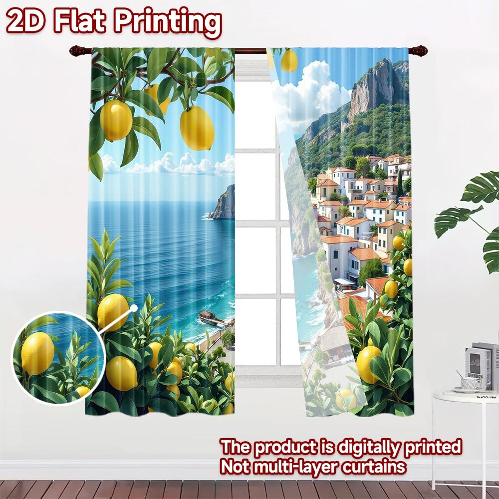 2D плотный Фотофон Баннер для Фотосессии Прибрежная Деревня С Лимонами 100% Полиэстер Праздничные Украшения для Праздника