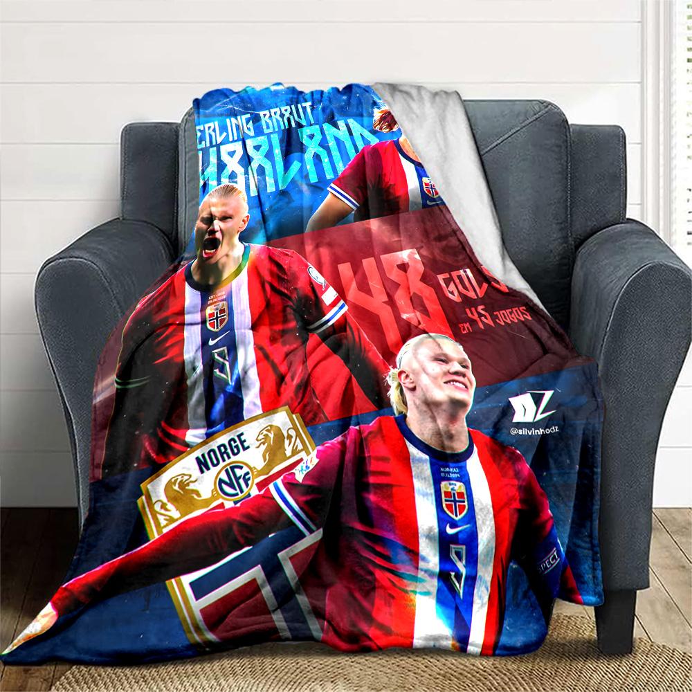 1pc Haaland10 Blanket, Gift, for Men and Women, Soft Blanket, Good for Sofa Bed Couch Travel, Lightweight Flannel Blanket