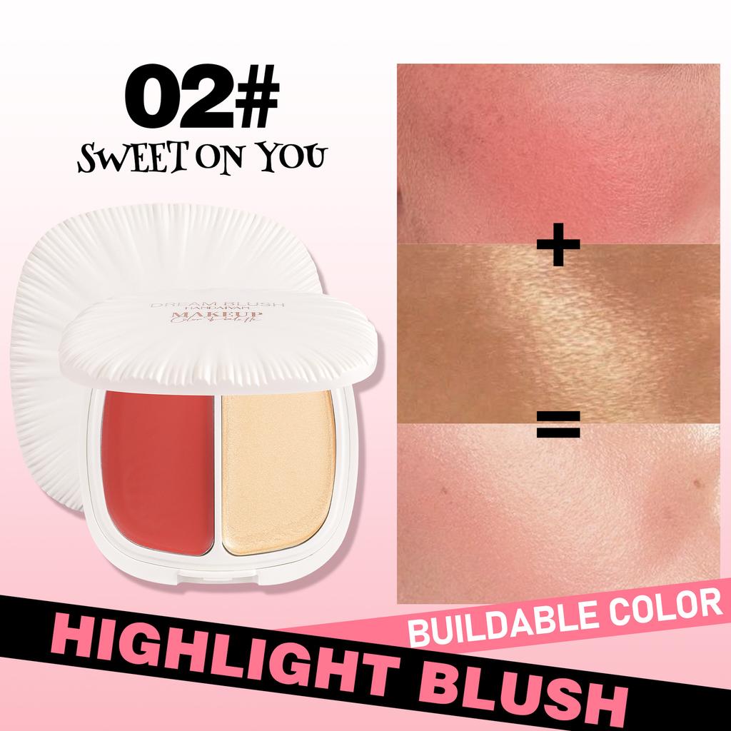 Двухцветный румяна-хайлайтер, кремовый Pure Wind Makeup, осветляющий лицо, стойкие водостойкие матовые румяна