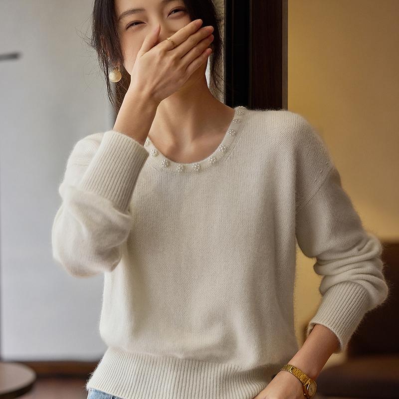 Женский кашемировый свитер Qinghe Cashmere 30% кашемир 70% шерсть Осень и Зима Пуловер Теплый и Модный