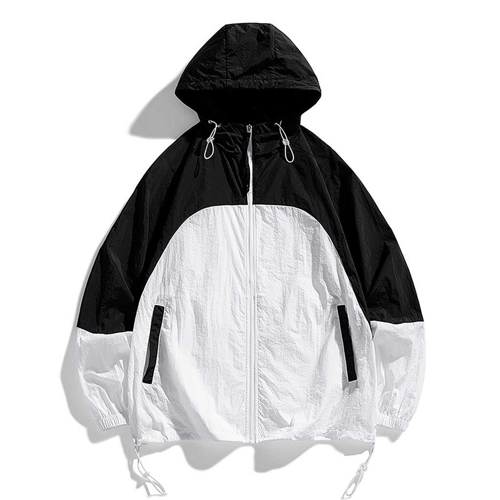 Летняя унисекс модная однотонная тонкая куртка на молнии с капюшоном и солнцезащитным козырьком