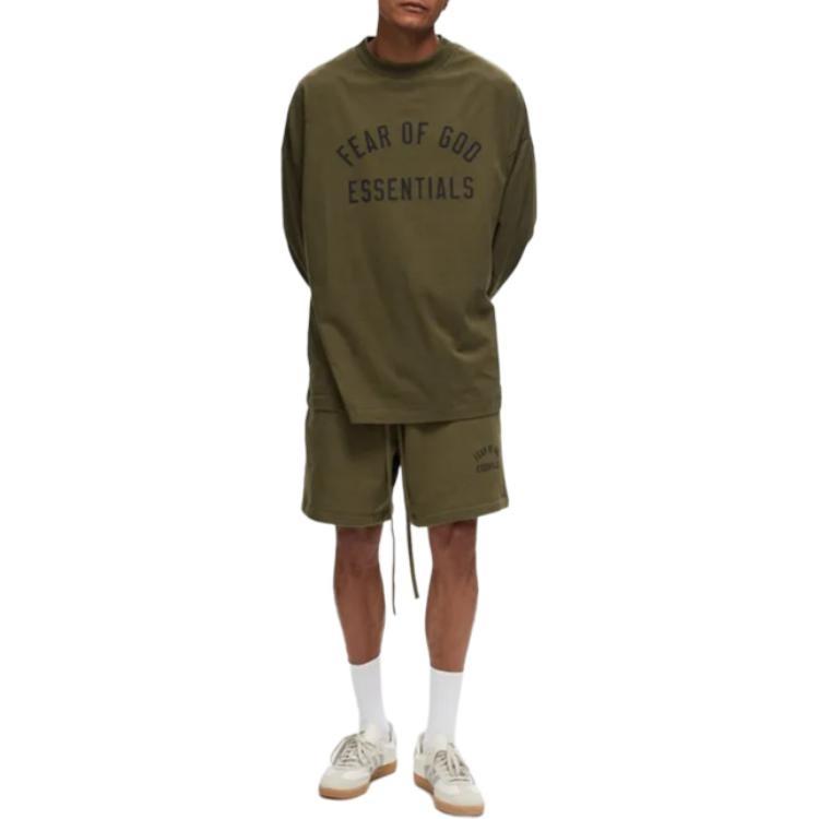 Fear of God Essentials Флисовые футбольные шорты 'Оливковый' Мужские 160BT242004F