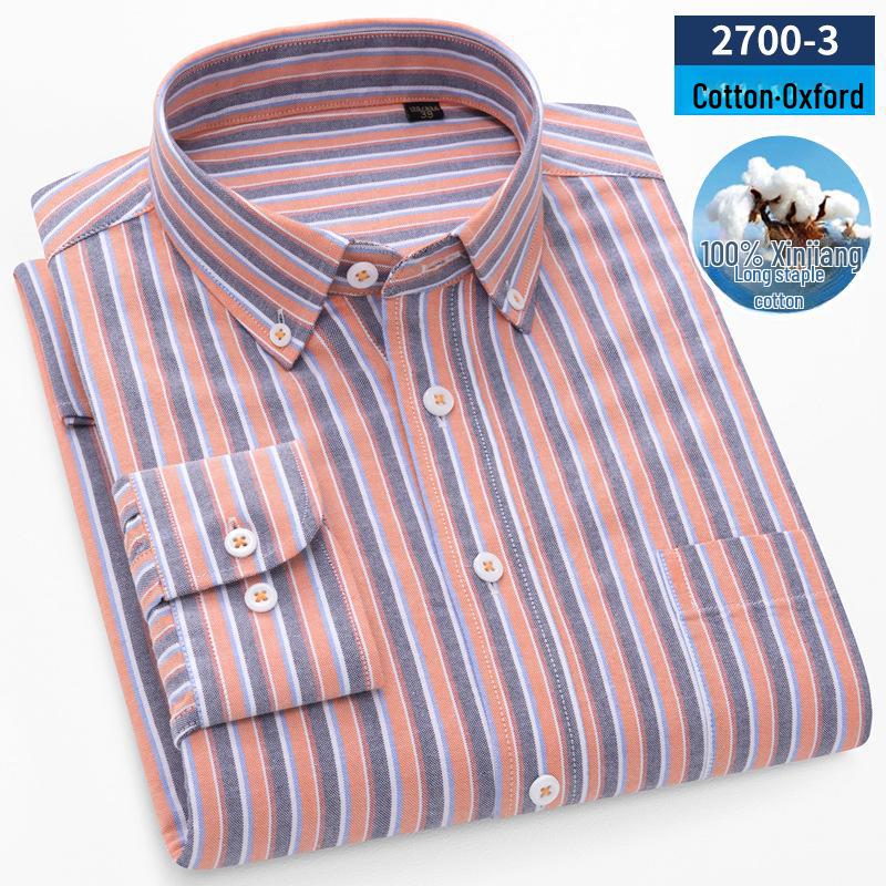 Мужская рубашка из хлопка Оксфорд в полоску с длинным рукавом — повседневная деловая одежда на весну