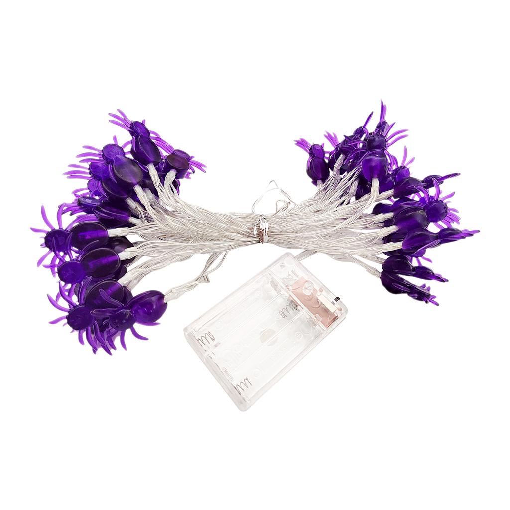 20FT 40LEDs Halloween String Lights Purple Spider Shaped Decorative Hanging Lights Waterproof