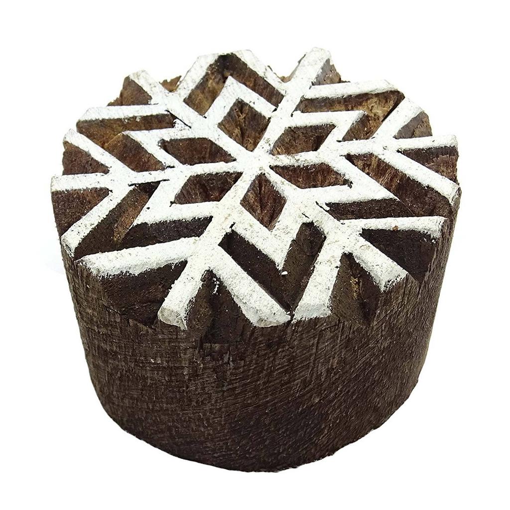 Декоративные штампы в виде звезд, коричневые деревянные текстильные штампы, текстильный печатный блок