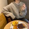 Осень и весна Новый ретро-свитшот-пуловер, свитер, женская свободная утолщенная трикотажная верхняя одежда, топы с длинным рукавом, повседневная простая одежда больших размеров 2123