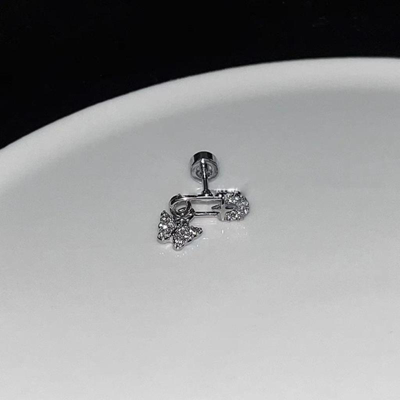 Сверкающие Титановые Стальные Ушные Кликеры Бабочка Гвоздик С Защитной Булавкой Пирсинг Хряща Уха Серьга Ручной Работы Боди-Украшение