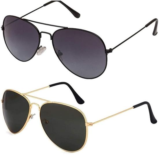 Мужские и женские солнцезащитные очки Dervin Aviator Combo (черный) - Упаковка из 2 шт.