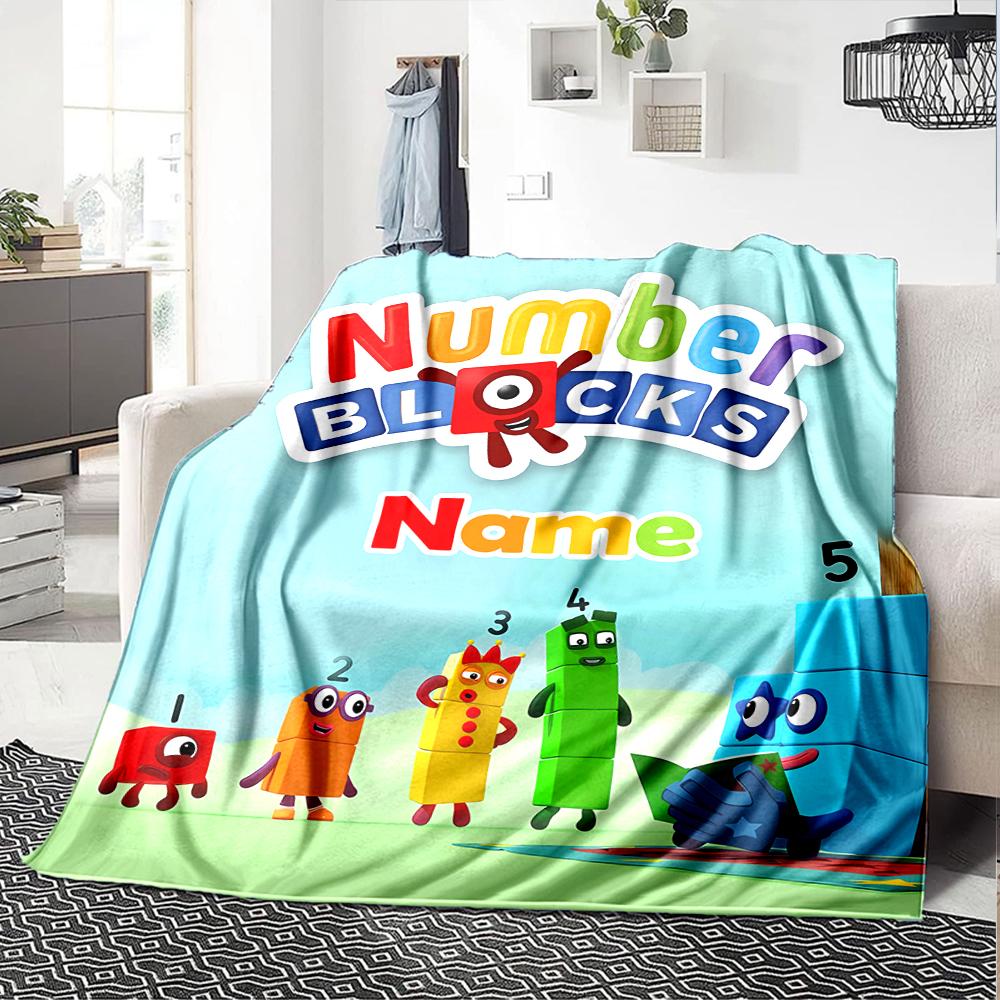 Персонализированное одеяло с именем и номером Personality Numberblocks, мягкое и теплое, для дивана, офиса, кровати, путешествий, перекуса. Подарок, подходит для всех сезонов
