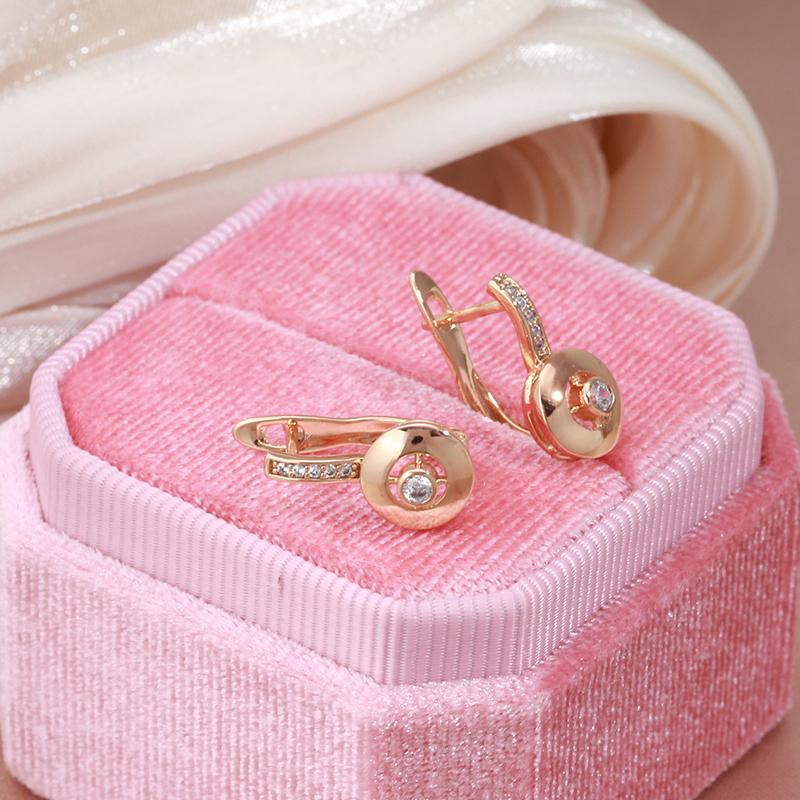 Kinel Vintage Rose Gold Color Glossy Earrings For Women Trendy Zircon Jewelry