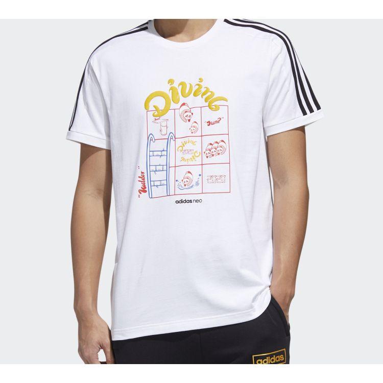 Adidas Спортивная футболка с коротким рукавом Neo с круглым вырезом, мужские топы, белая GK1542