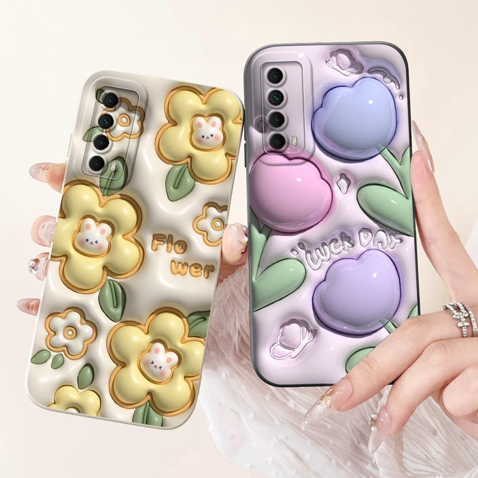 For Huawei P Smart 2021 Case Huawei Y7a PPA-LX3 PPA-LX2 PPA-LX3 Cute Panda Rabbit Soft Silicone Shockproof Phone Cases