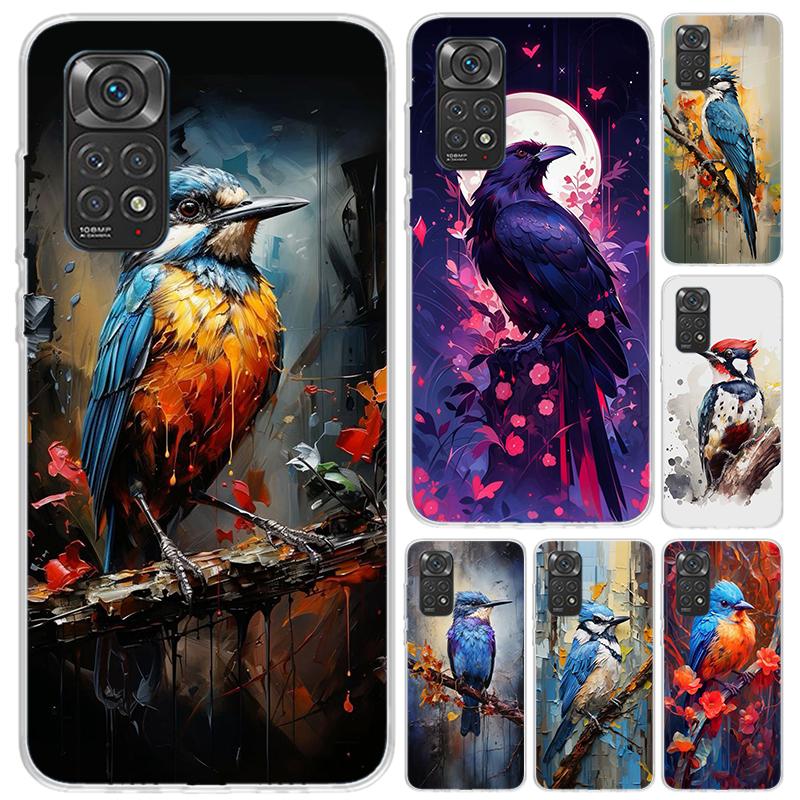 Animal Oil Painting Bird Phone Case for Xiaomi Redmi Note 15 14 14S 13 12S 12 Pro 11S 11 Plus 11T 11E 10S Soft Funda Print Shell