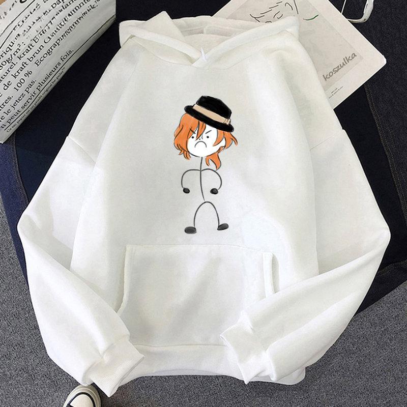 Bungo Stray Dogs Аниме с капюшоном Nakahara Chuuya Printed Мужские и женские толстовки с капюшоном свободного покроя Harajuku Unisex Streetwear