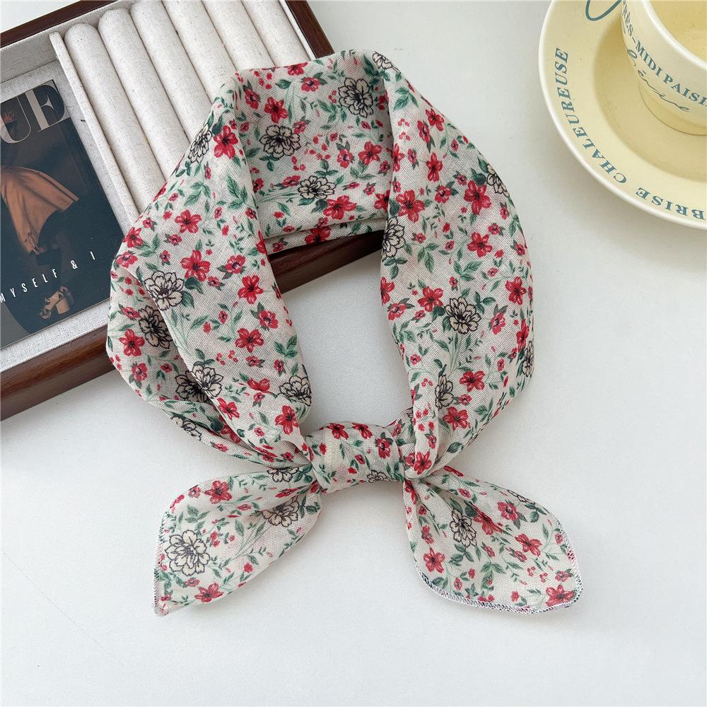 Маленький квадратный шарф из хлопка и льна, шелковый шарф, женский, весна и осень, новый стиль, художественный и универсальный, модный, темпераментный шарф-повязка на голову