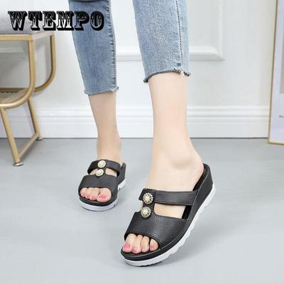 Женские тапочки на толстой подошве, обувь на танкетке и платформе, летние модные нескользящие сандалии, тапочки